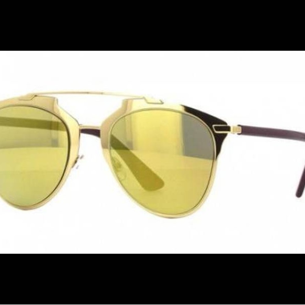 Dior Gold Aviator Sunglasses with Yellow Lenses